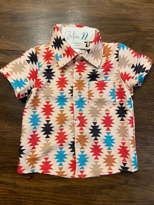 Boys Aztec Button Up